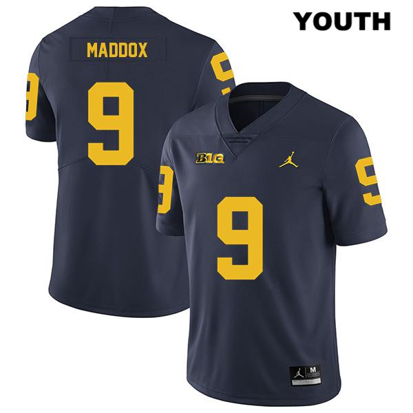 Youth NCAA Michigan Wolverines Andy Maddox #9 Navy Jordan Brand Authentic Stitched Legend Football College Jersey NE25A06YE